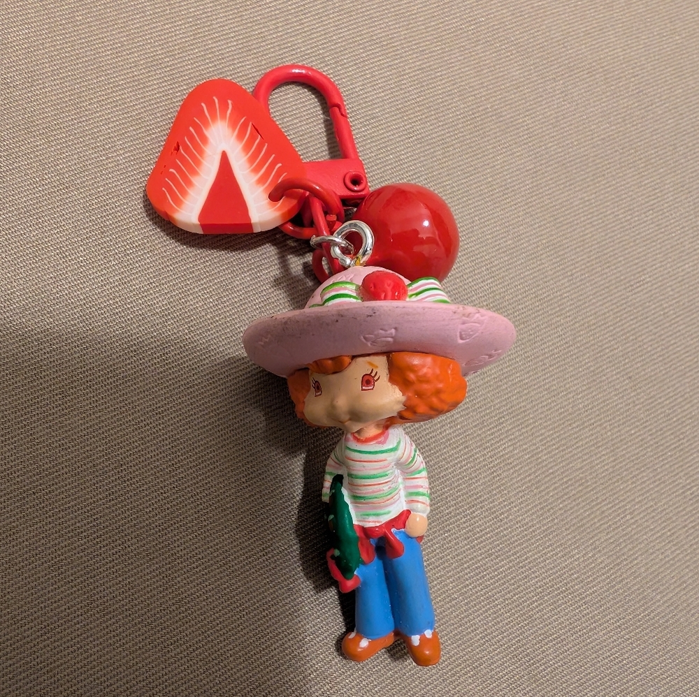 Upcycled Strawberry Shortcake Keychain Or Bag Clip